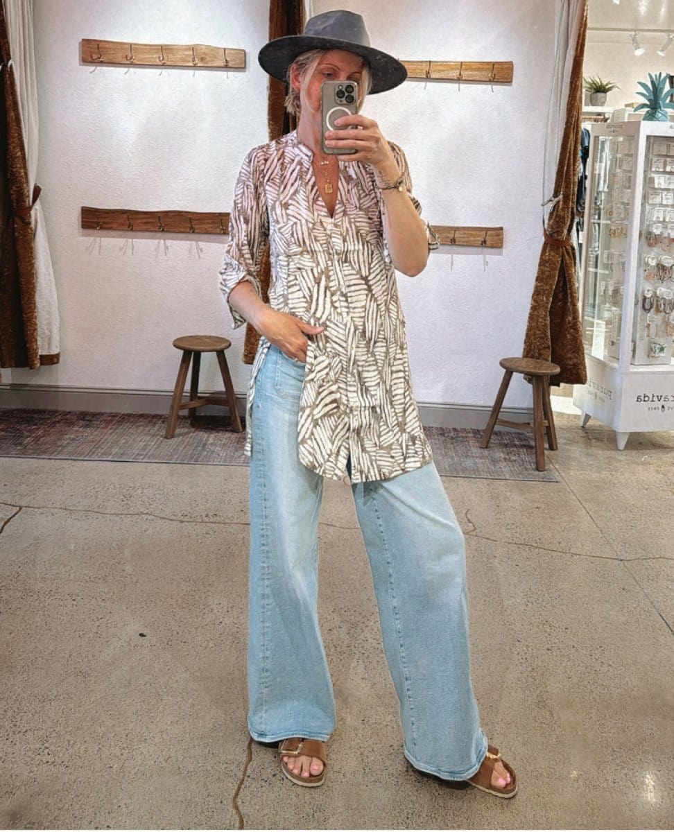 Savannah Shirt Dress Mink Combo - PINK ARROWS