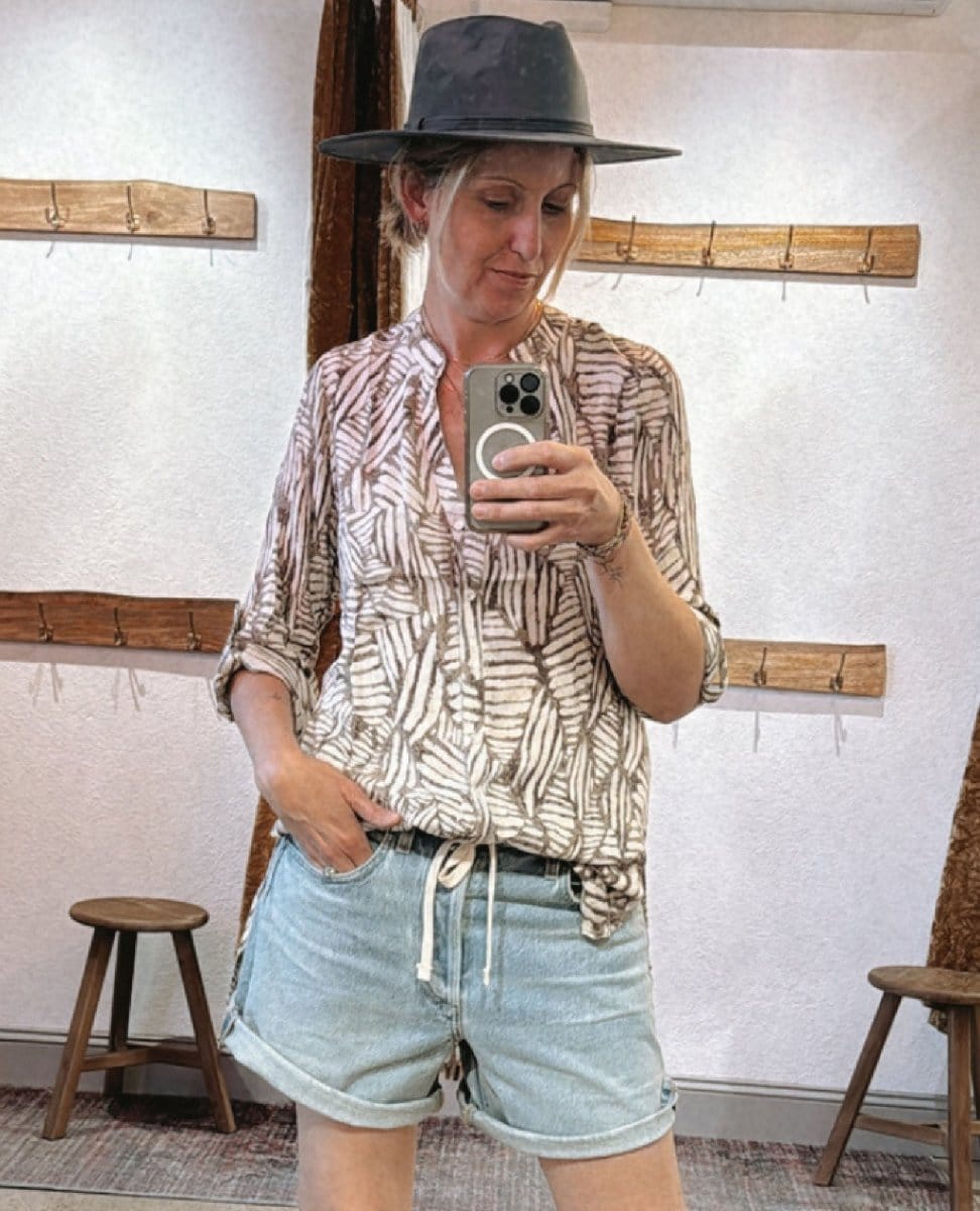 Savannah Shirt Dress Mink Combo - PINK ARROWS