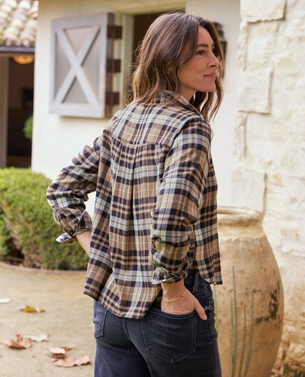 Silvio Untuckable Sand Camel Black Plaid - PINK ARROWS