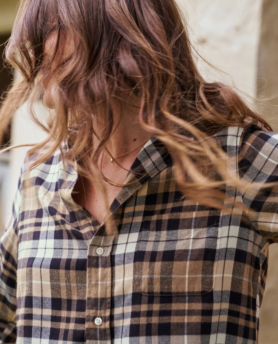 Silvio Untuckable Sand Camel Black Plaid - PINK ARROWS