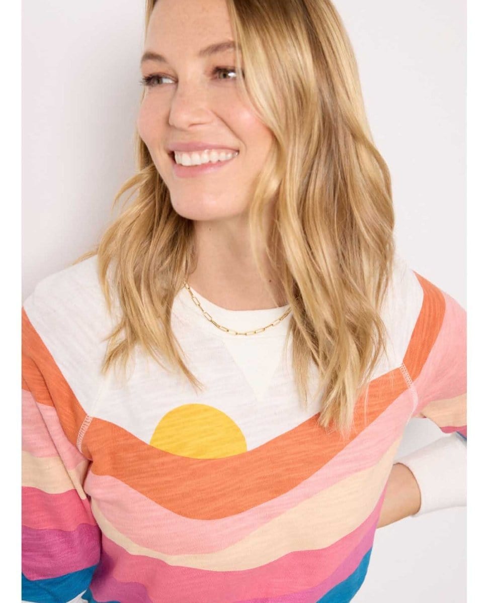 Soleil Sunwashed Slub Crewneck - PINK ARROWS