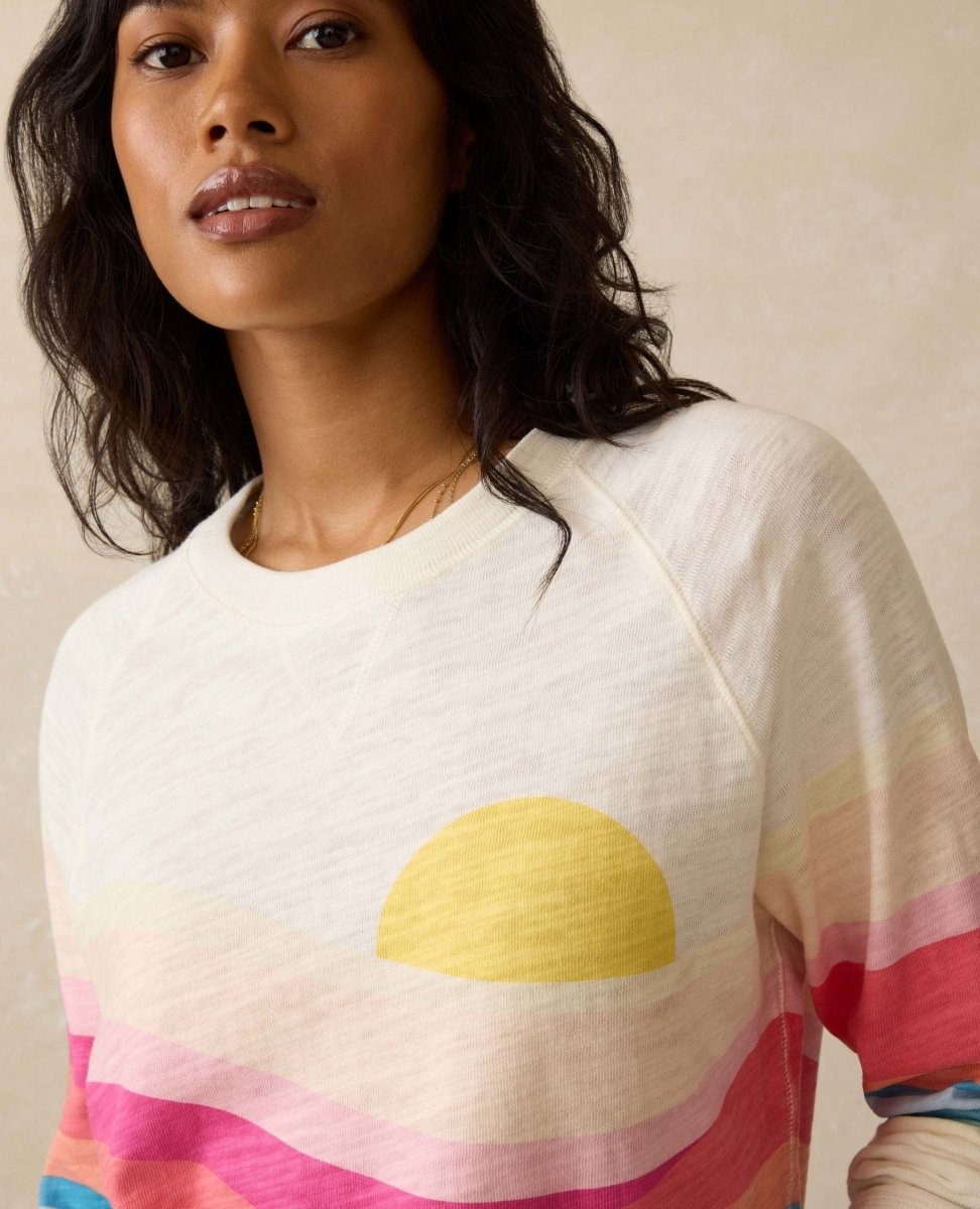 Soleil Sunwashed Slub Crewneck in Sun Spritz - PINK ARROWS