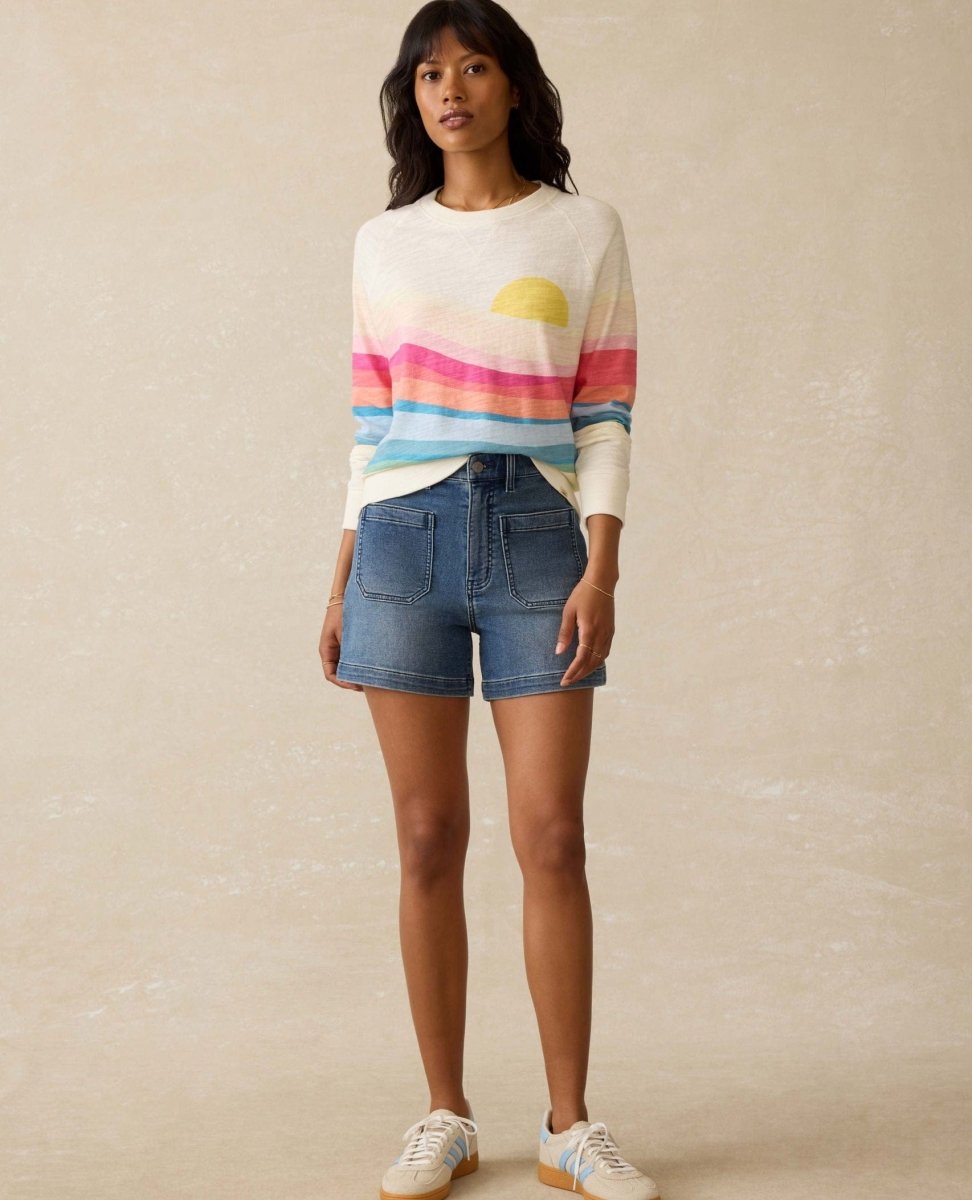 Soleil Sunwashed Slub Crewneck in Sun Spritz - PINK ARROWS