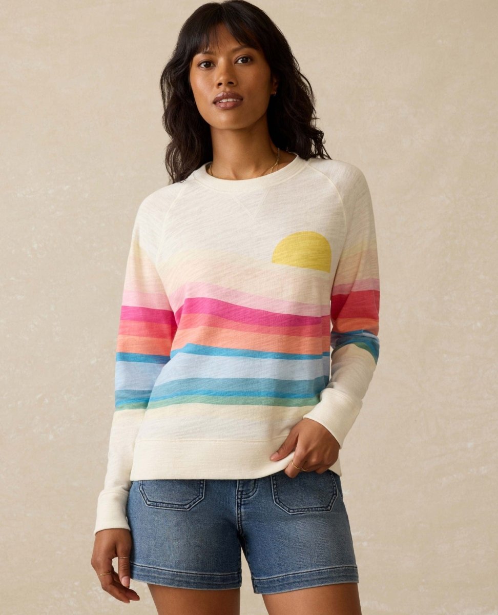 Soleil Sunwashed Slub Crewneck in Sun Spritz - PINK ARROWS