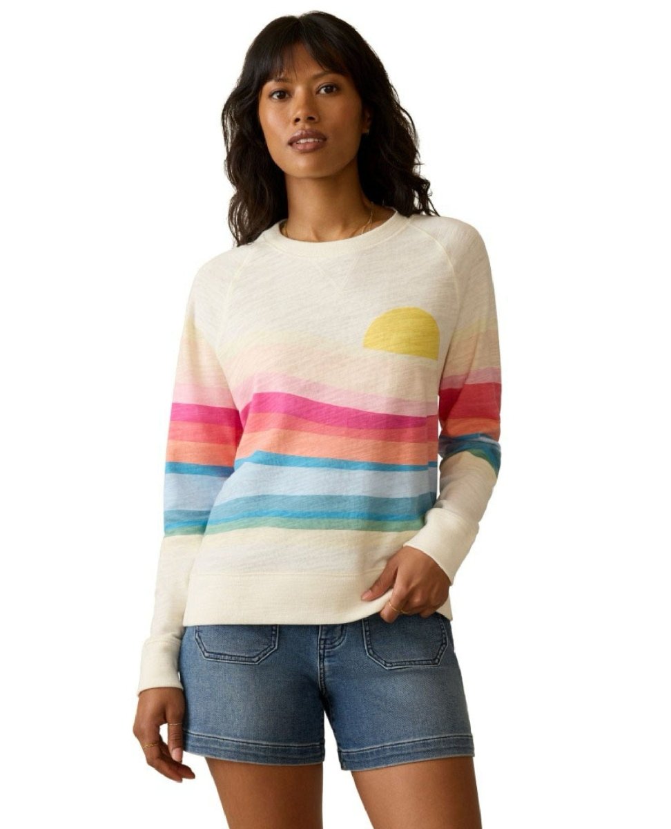 Soleil Sunwashed Slub Crewneck in Sun Spritz - PINK ARROWS