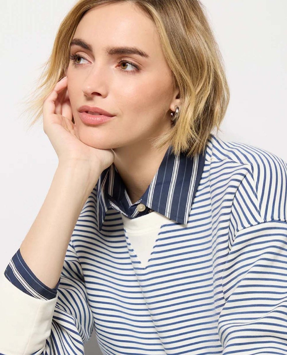 Spanx® Airessentials Crewneck Navy Stripe - PINK ARROWS