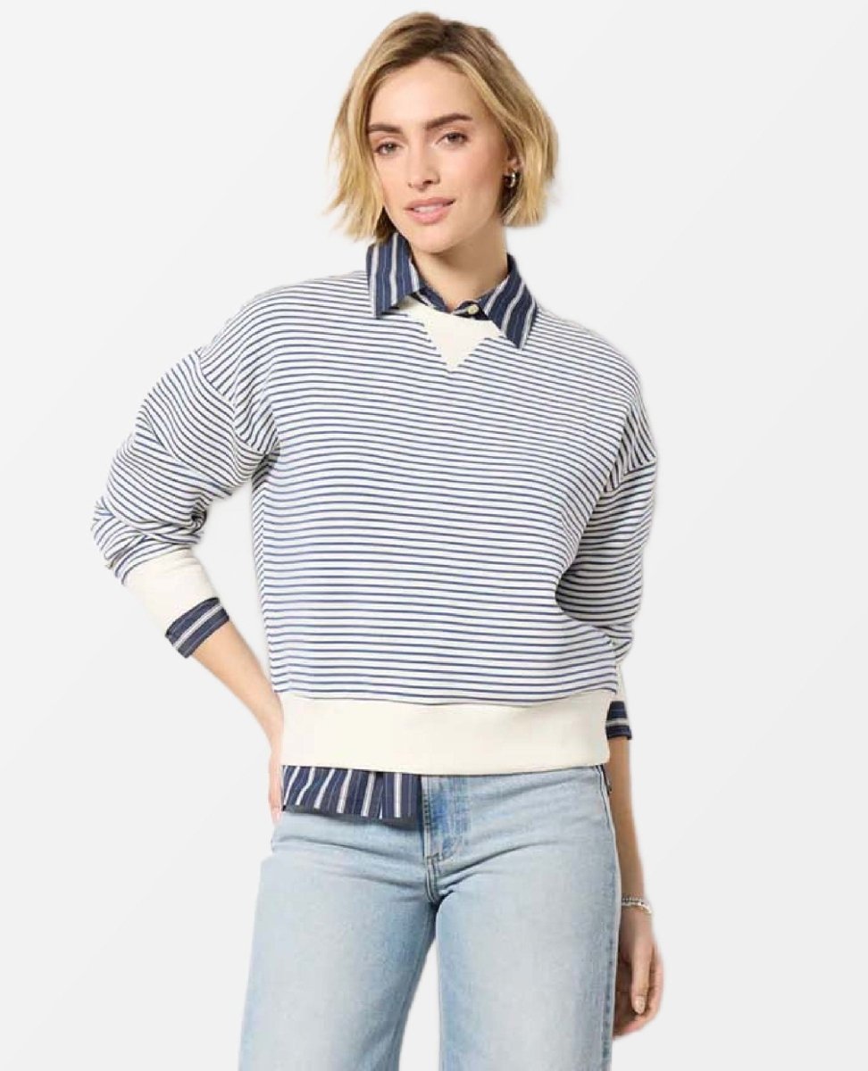 Spanx® Airessentials Crewneck Navy Stripe - PINK ARROWS