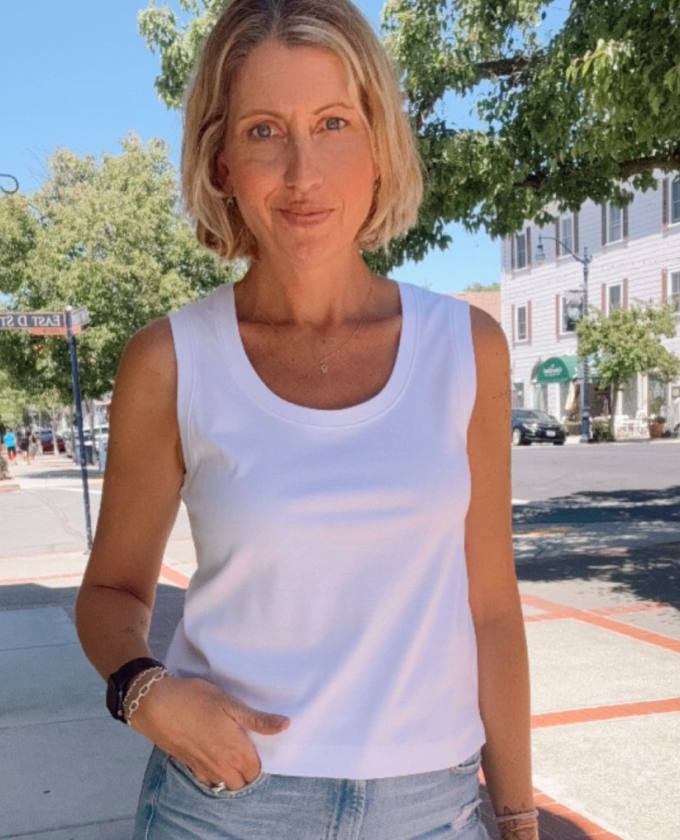 Spanx Muscle Tank White - PINK ARROWS