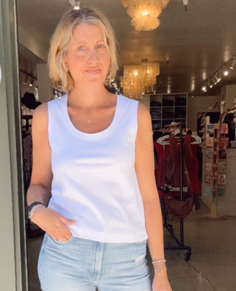 Spanx Muscle Tank White - PINK ARROWS