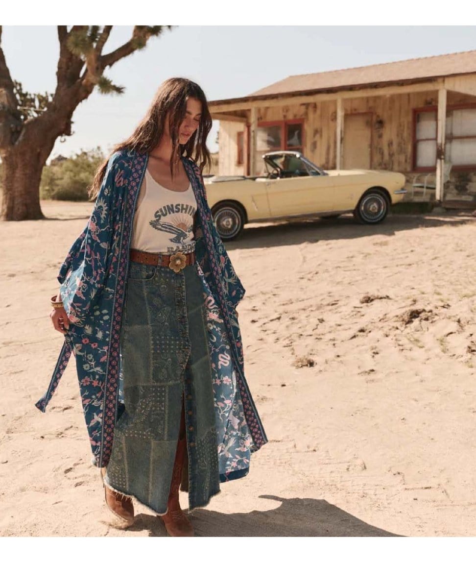 Spell Desert Bandita Kimono Cobalt - PINK ARROWS