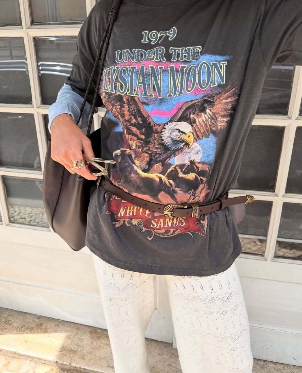 Spell Elysian Biker Tee in Charcoal - PINK ARROWS