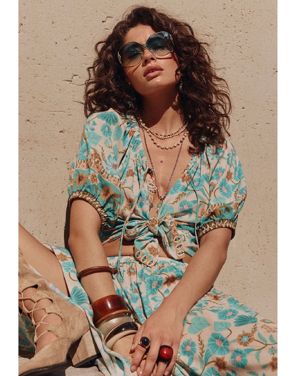 Spell Goldie Blouse Lagoon - PINK ARROWS