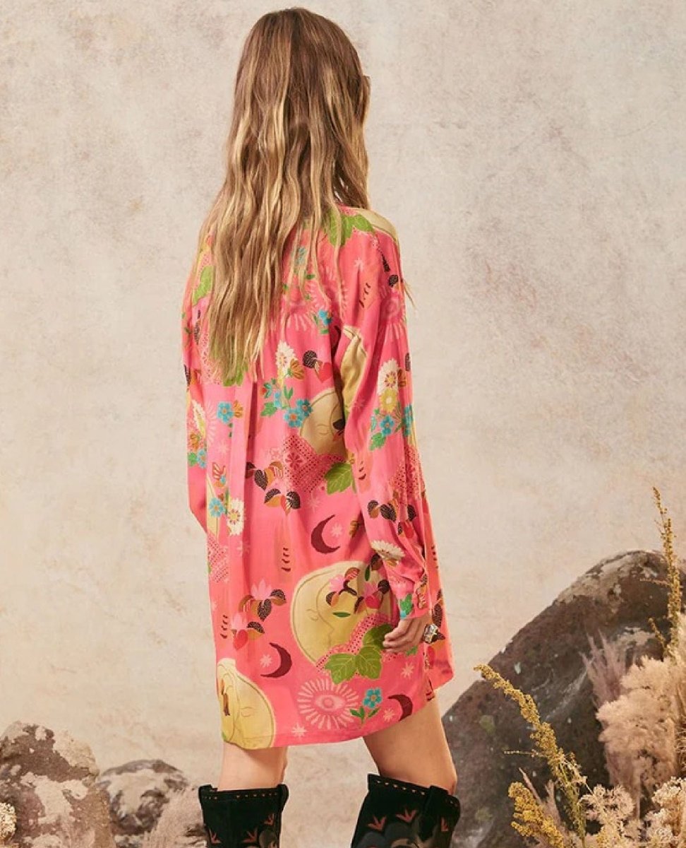 Spell Libertine Shirt Dress Cayenne - PINK ARROWS