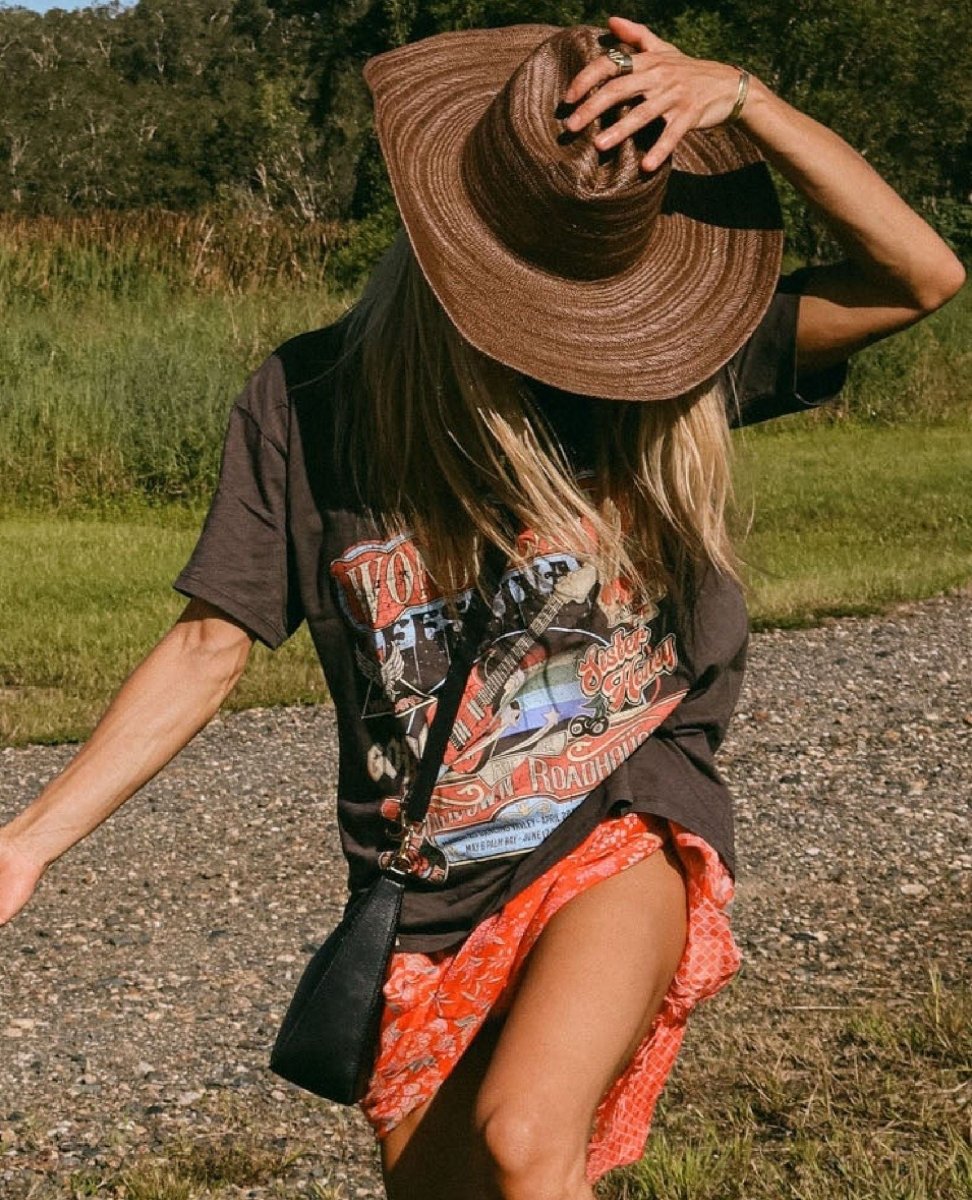 Spell Wonderland Biker Tee Charcoal - PINK ARROWS