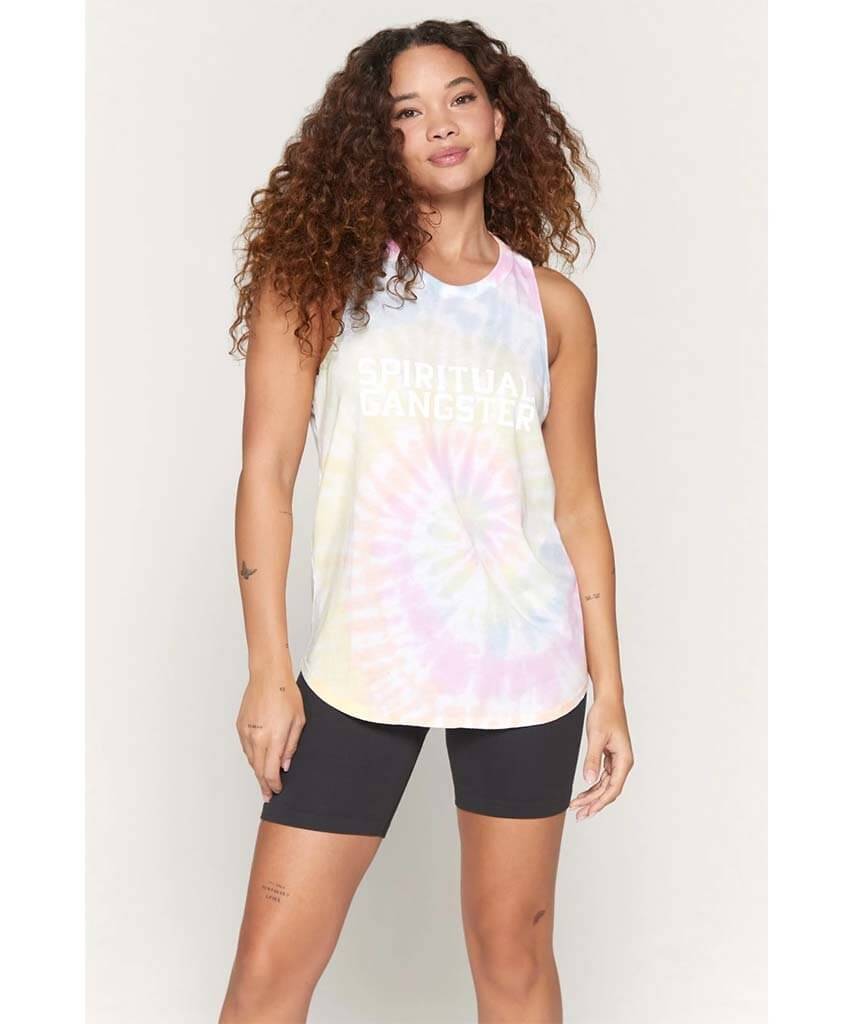 Spiritual Gangster Tie Dye Varsity Tank - PINK ARROWS