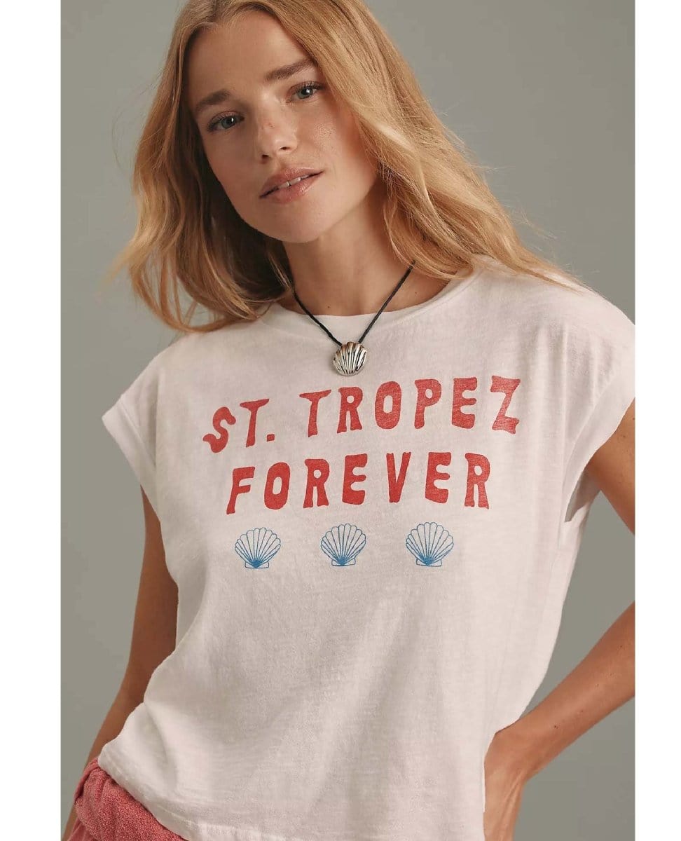 St Tropez Forever Tank Optic White - PINK ARROWS