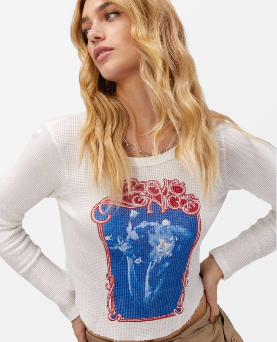 Stevie Nicks Bella Donna Raw LS Thermal White - PINK ARROWS