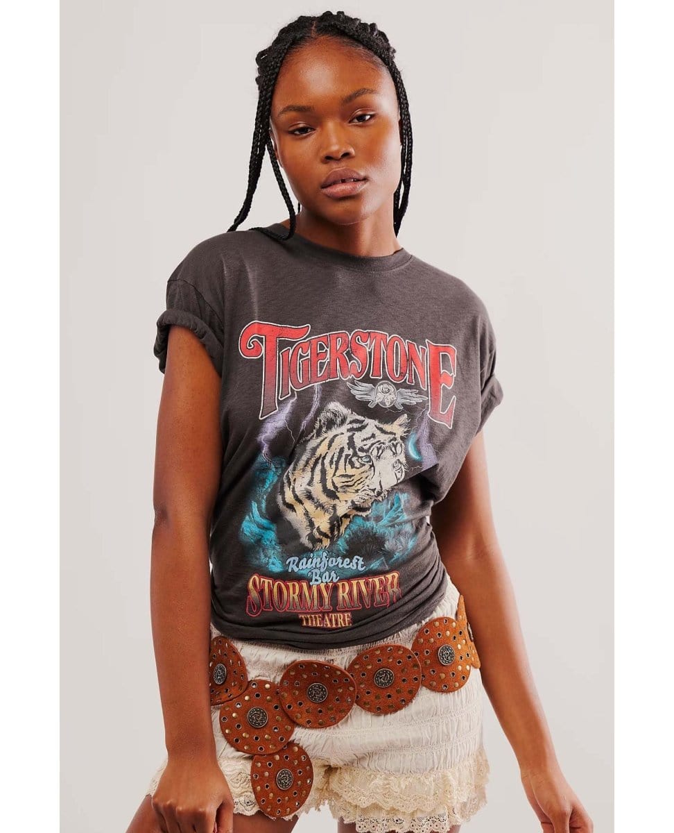 Stormy River Biker Tee - PINK ARROWS