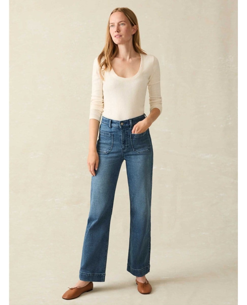 Stretch Terry Patch Pocket Jean Riverton Wash - PINK ARROWS