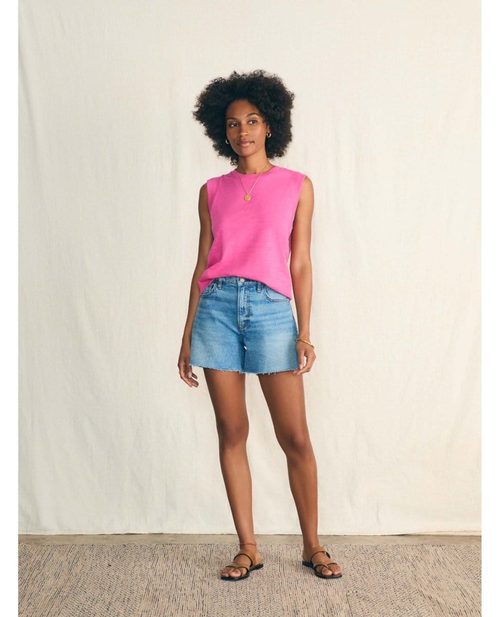 Sunwashed Slub Muscle Tank Cone Flower - PINK ARROWS