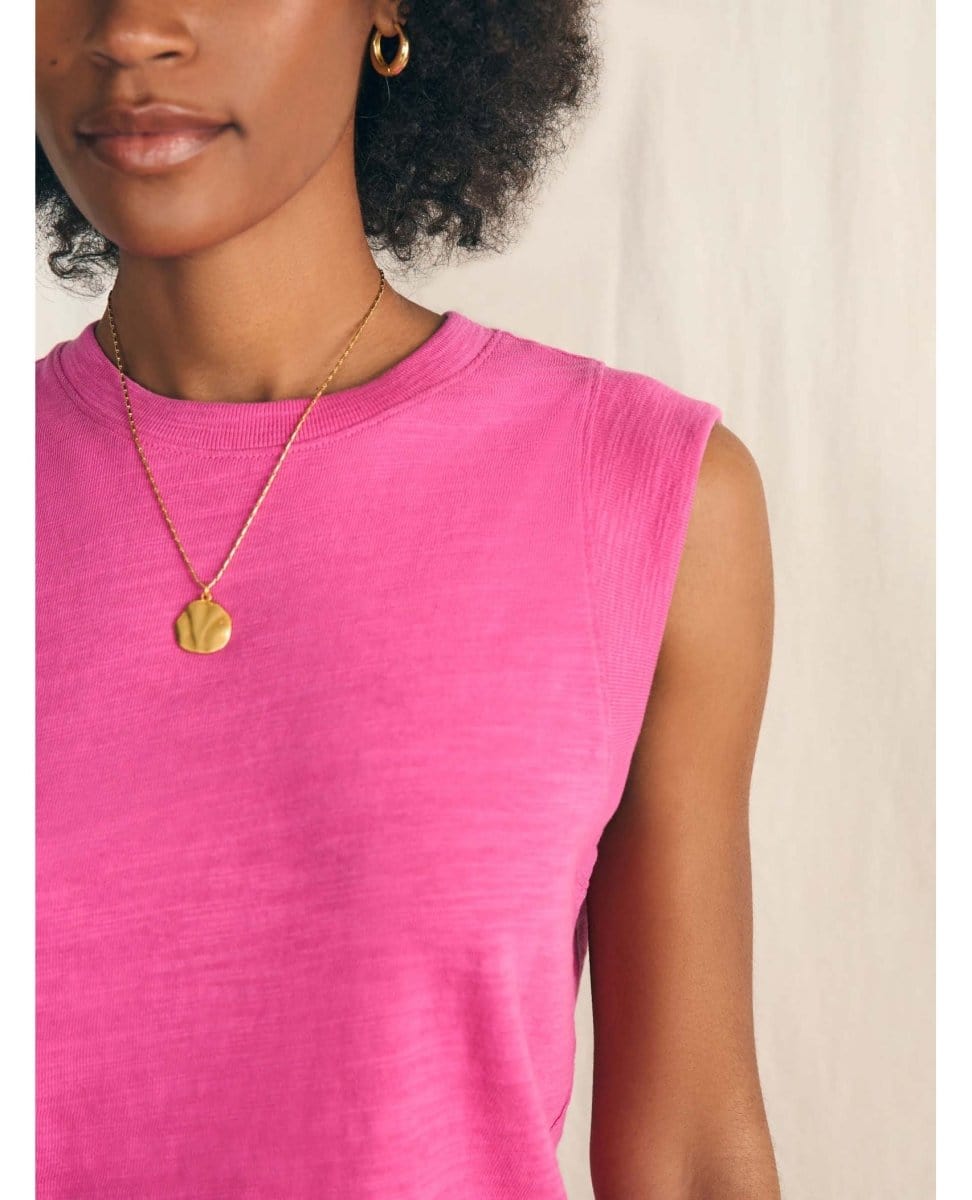 Sunwashed Slub Muscle Tank Cone Flower - PINK ARROWS