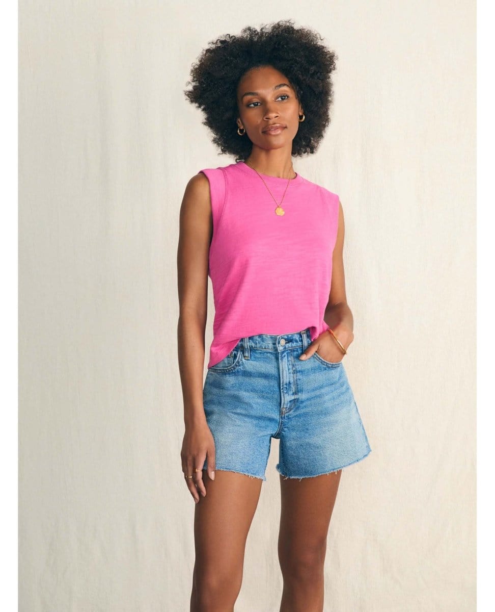 Sunwashed Slub Muscle Tank Cone Flower - PINK ARROWS