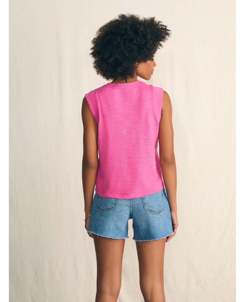 Sunwashed Slub Muscle Tank Cone Flower - PINK ARROWS