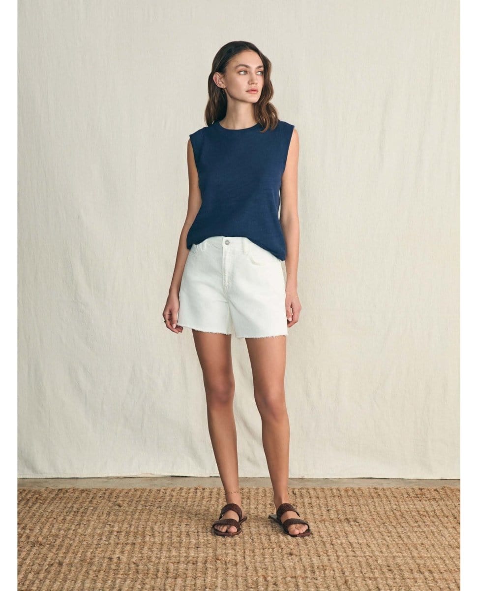 Sunwashed Slub Muscle Tank Navy - PINK ARROWS