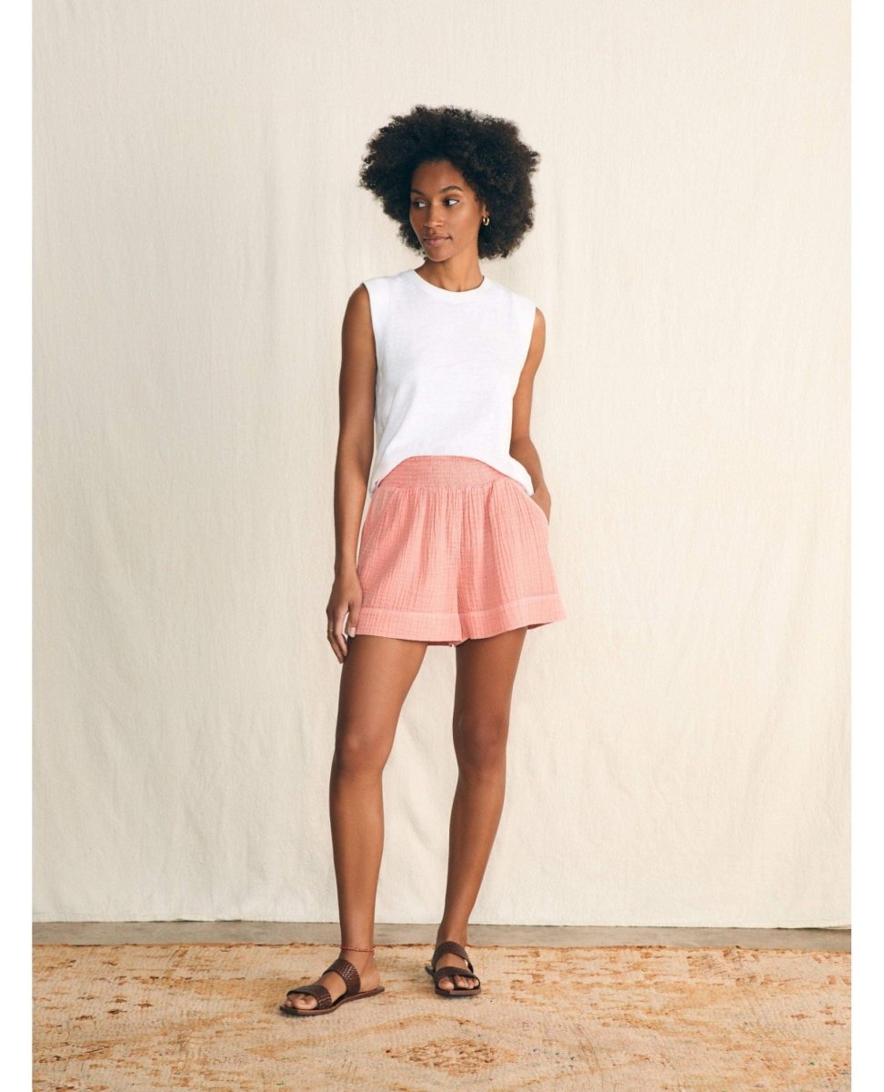 Sunwashed Slub Muscle Tank White - PINK ARROWS