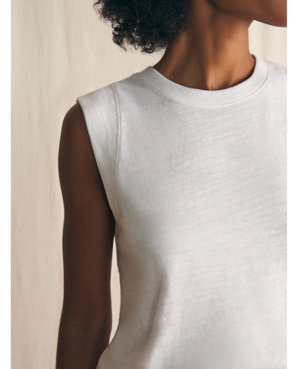 Sunwashed Slub Muscle Tank White - PINK ARROWS