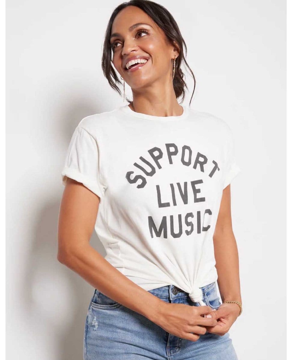 Support Live Music Vintage Tee Ivory - PINK ARROWS