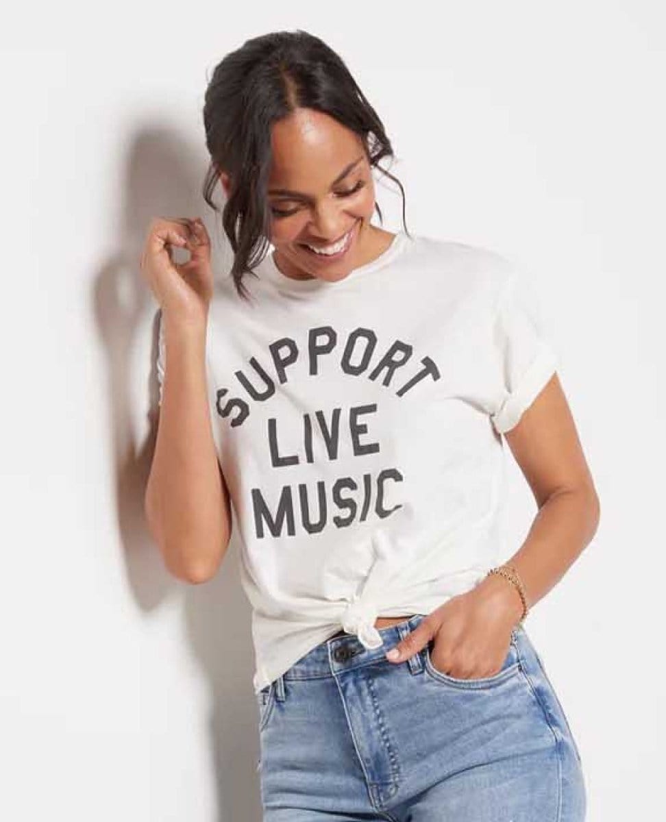Support Live Music Vintage Tee Ivory - PINK ARROWS