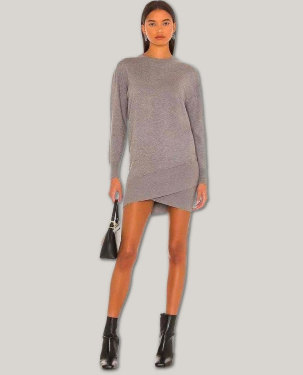 grey tunic sweater dress Merino Wool Knit Sweater Dress - Grey Longline Tunic