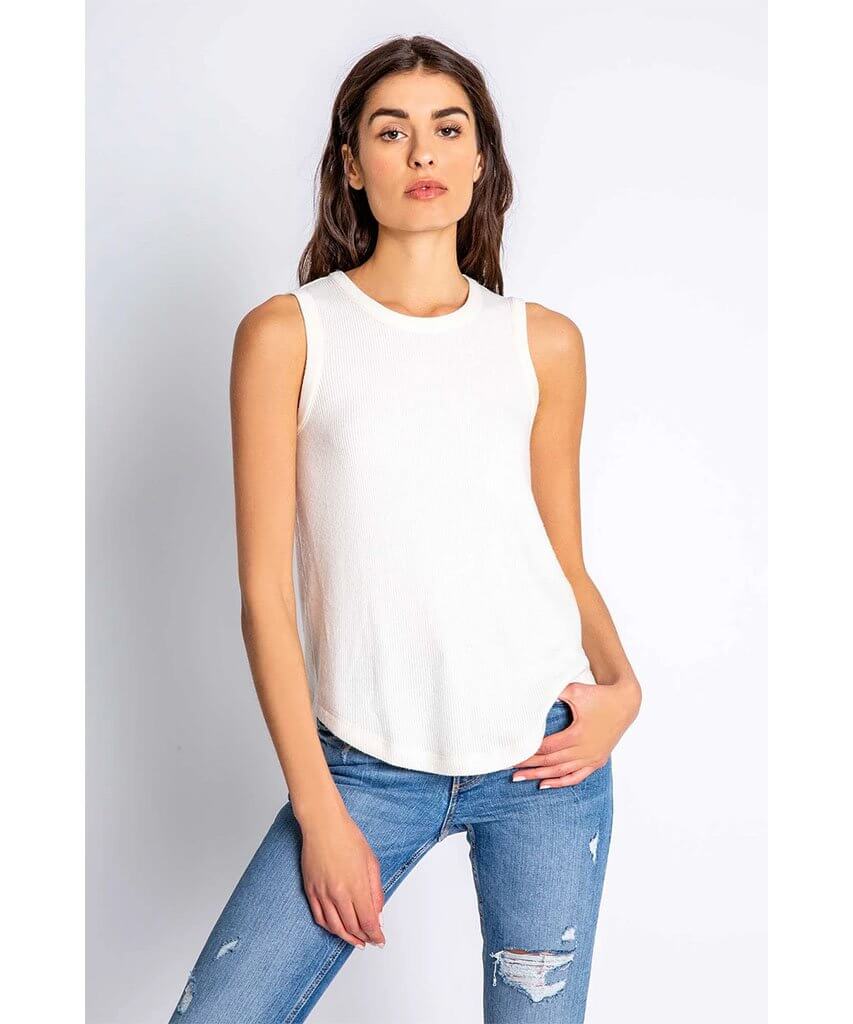 Textured Rib Tank Stone - PINK ARROWS