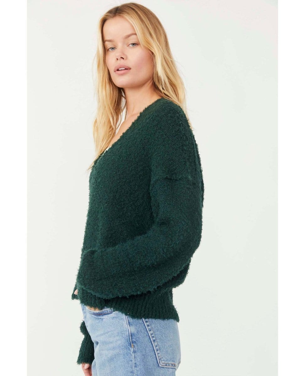 Theo V Neck Deepest Spruce - PINK ARROWS