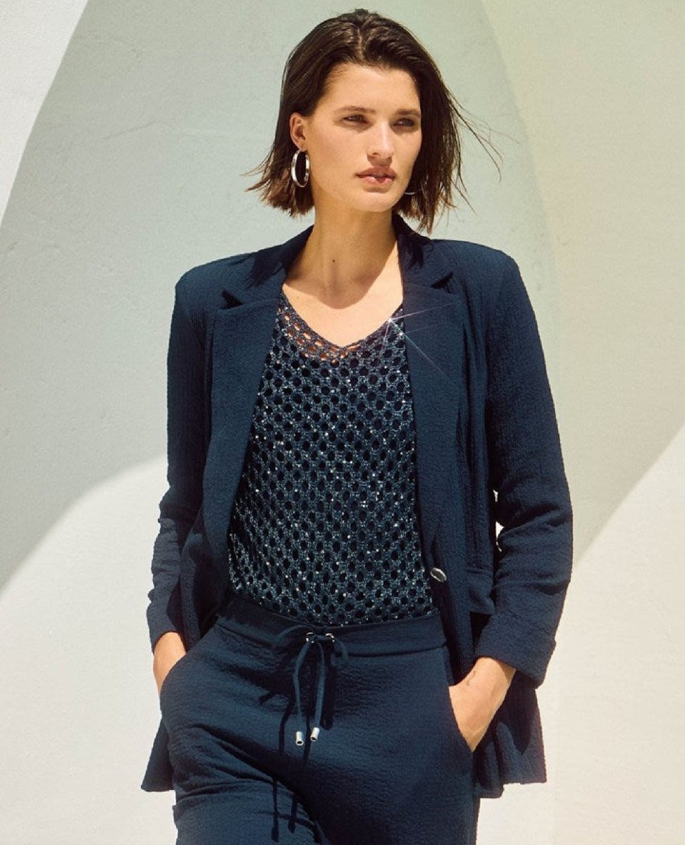 Timeless Elegance Navy Blazer - PINK ARROWS