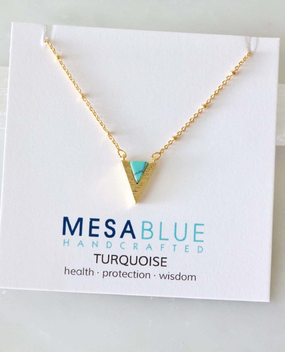 Turquoise Triangle Necklace - PINK ARROWS