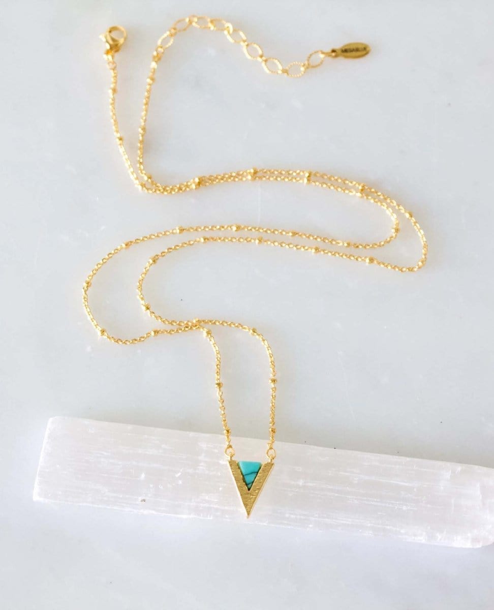 Turquoise Triangle Necklace - PINK ARROWS