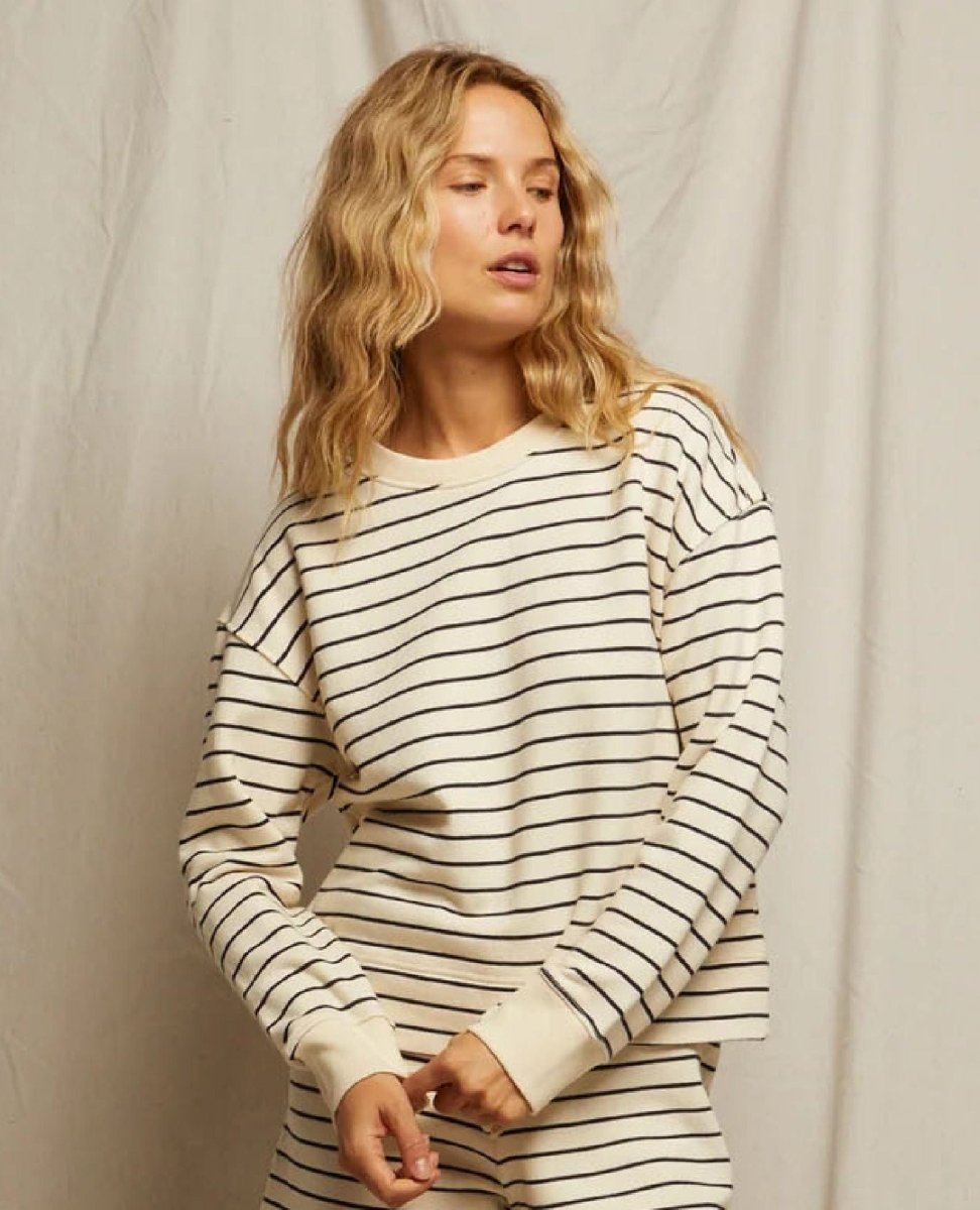 Tyler Sweatshirt Navy Stripe - PINK ARROWS