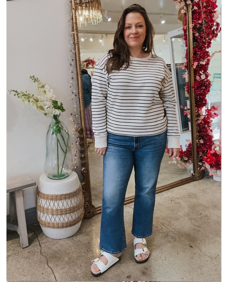 Tyler Sweatshirt Navy Stripe - PINK ARROWS