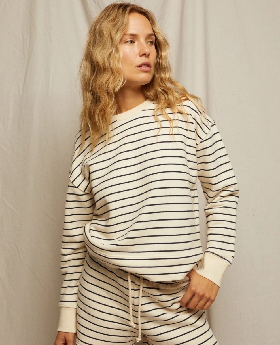Tyler Sweatshirt Navy Stripe - PINK ARROWS