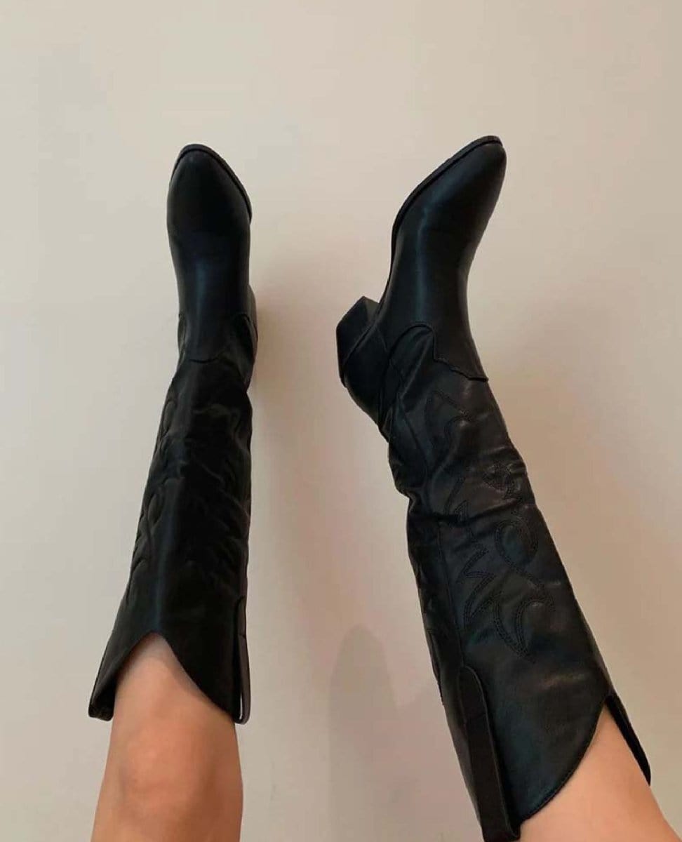 Urson Tall Black Boot - PINK ARROWS