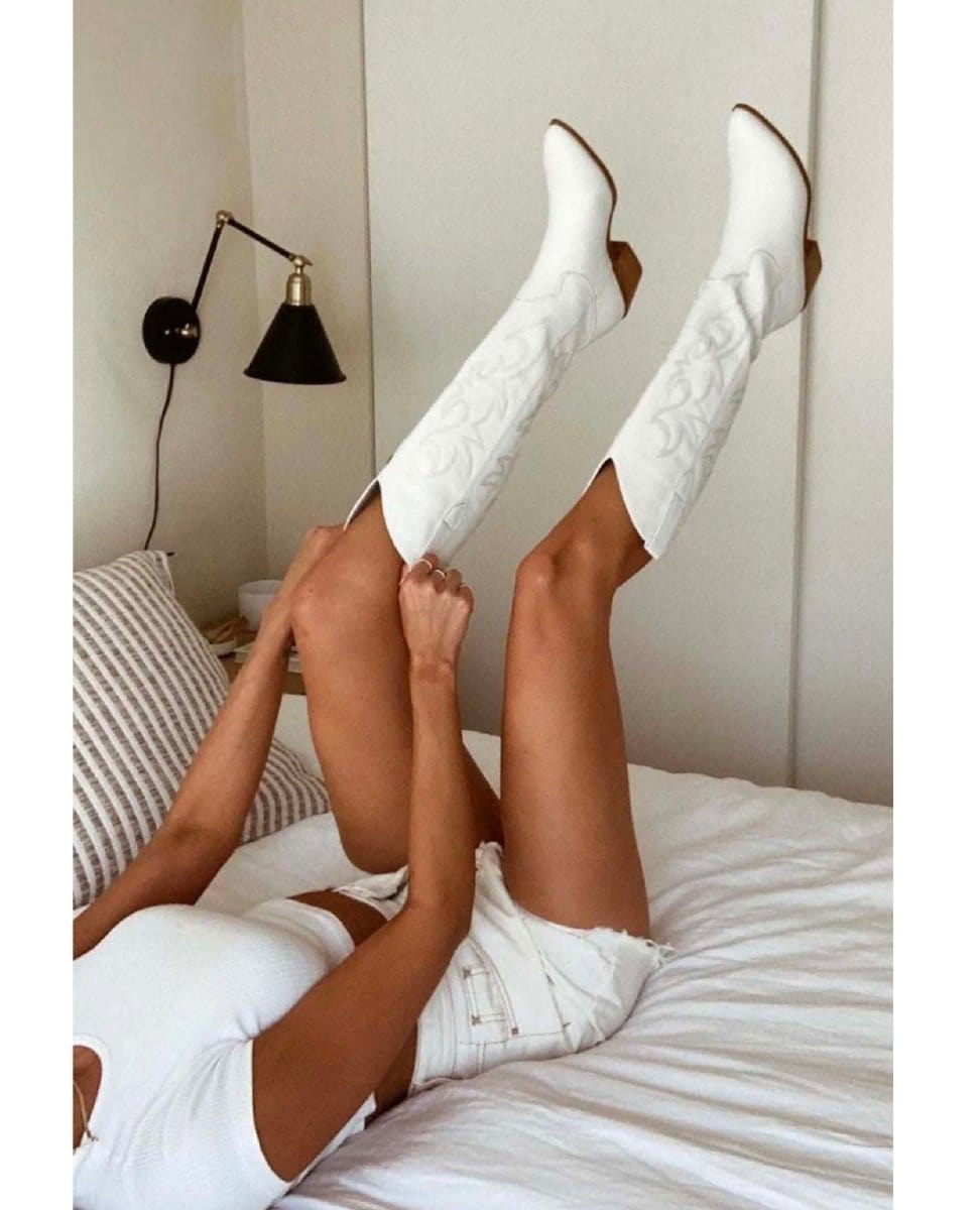 Urson Tall White Boot - PINK ARROWS