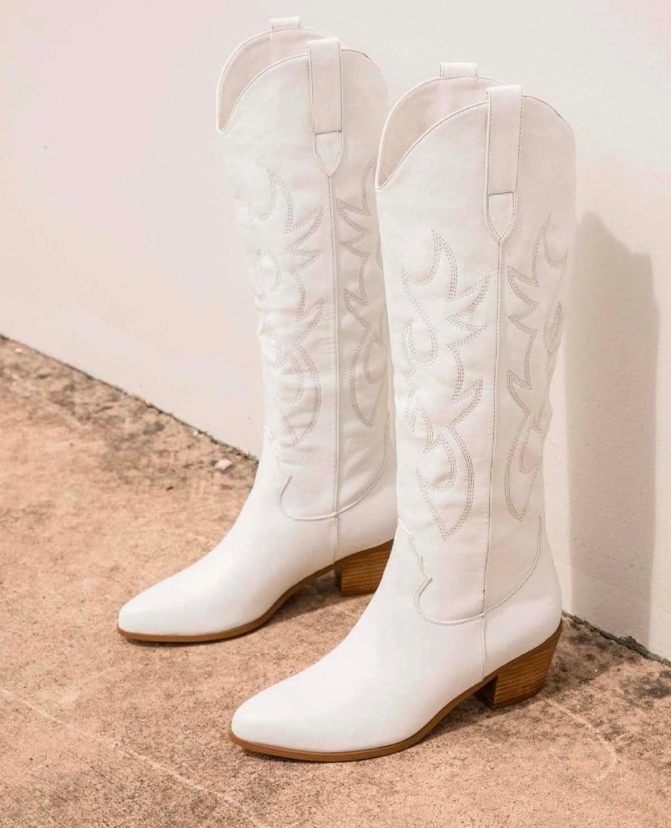 Urson Tall White Boot - PINK ARROWS