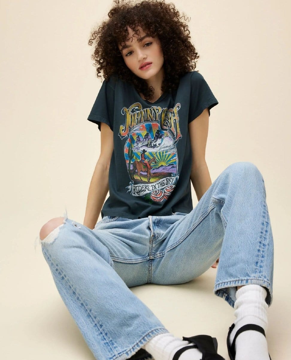 Vintage Black Johnny Cash Solo T-Shirt - PINK ARROWS