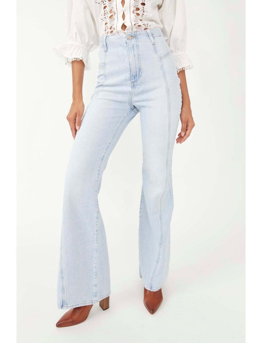 Vintage Free People Flare Light Indigo - PINK ARROWS