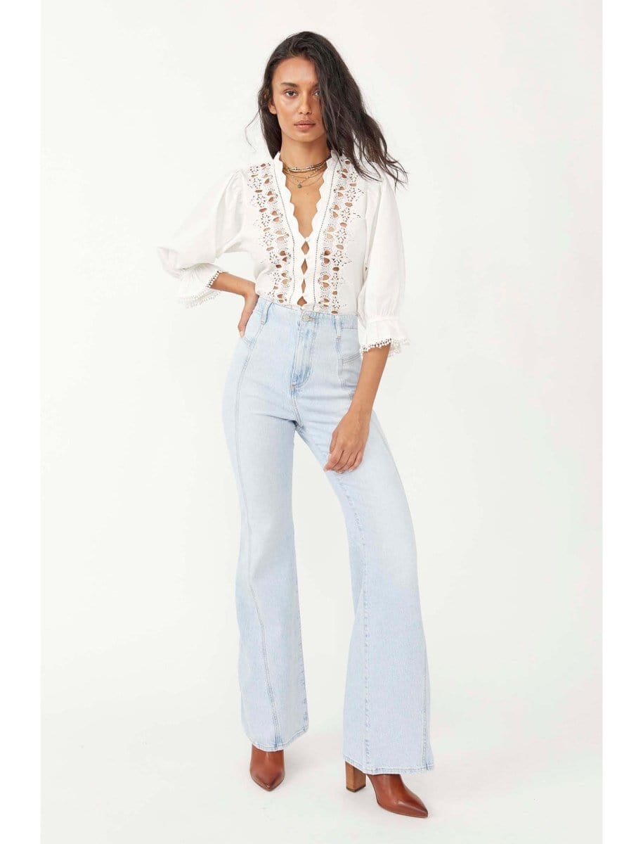 Vintage Free People Flare Light Indigo - PINK ARROWS