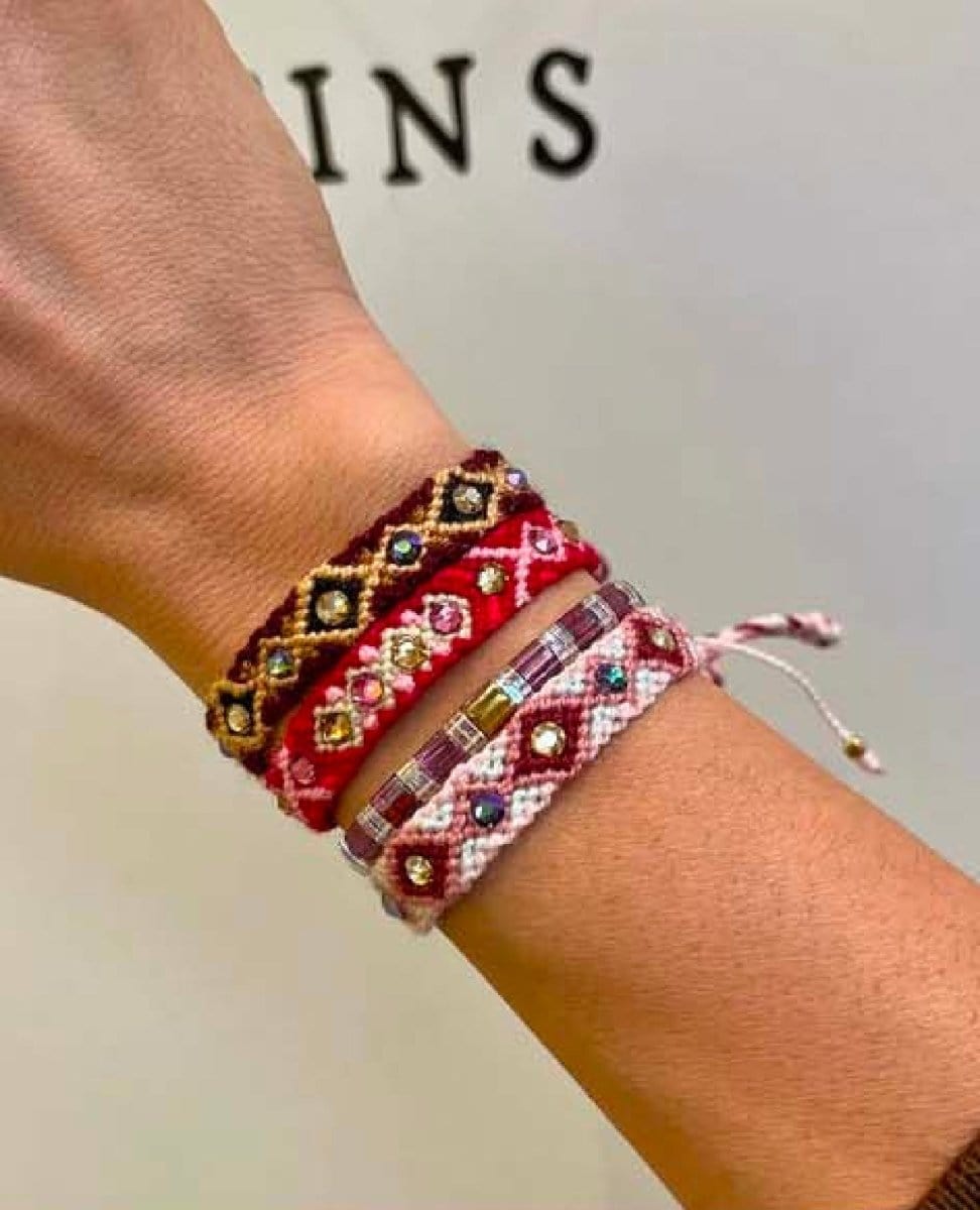 Wayuu Skinny Bracelet Brown - PINK ARROWS