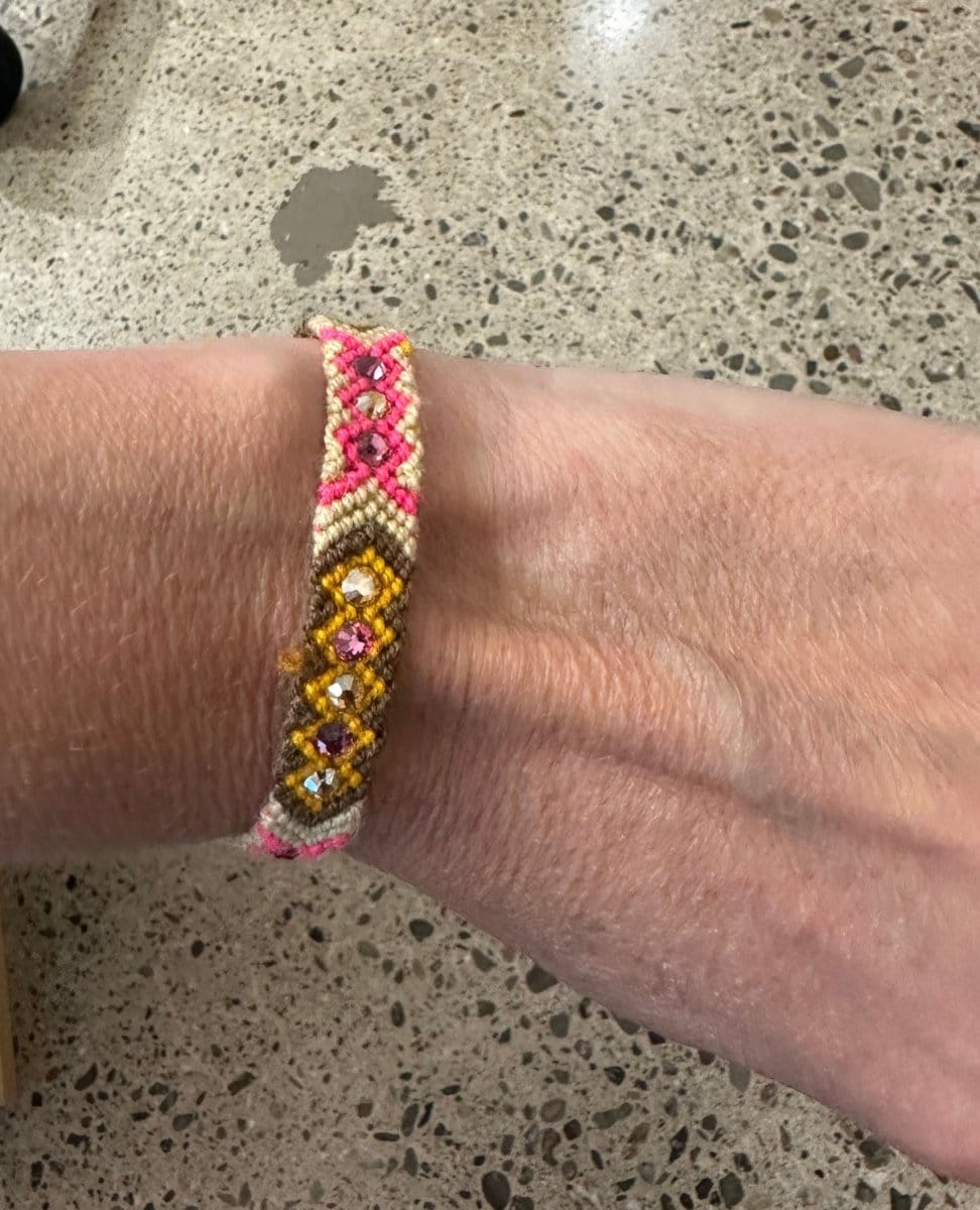 Wayuu Skinny Bracelet Vanilla - PINK ARROWS