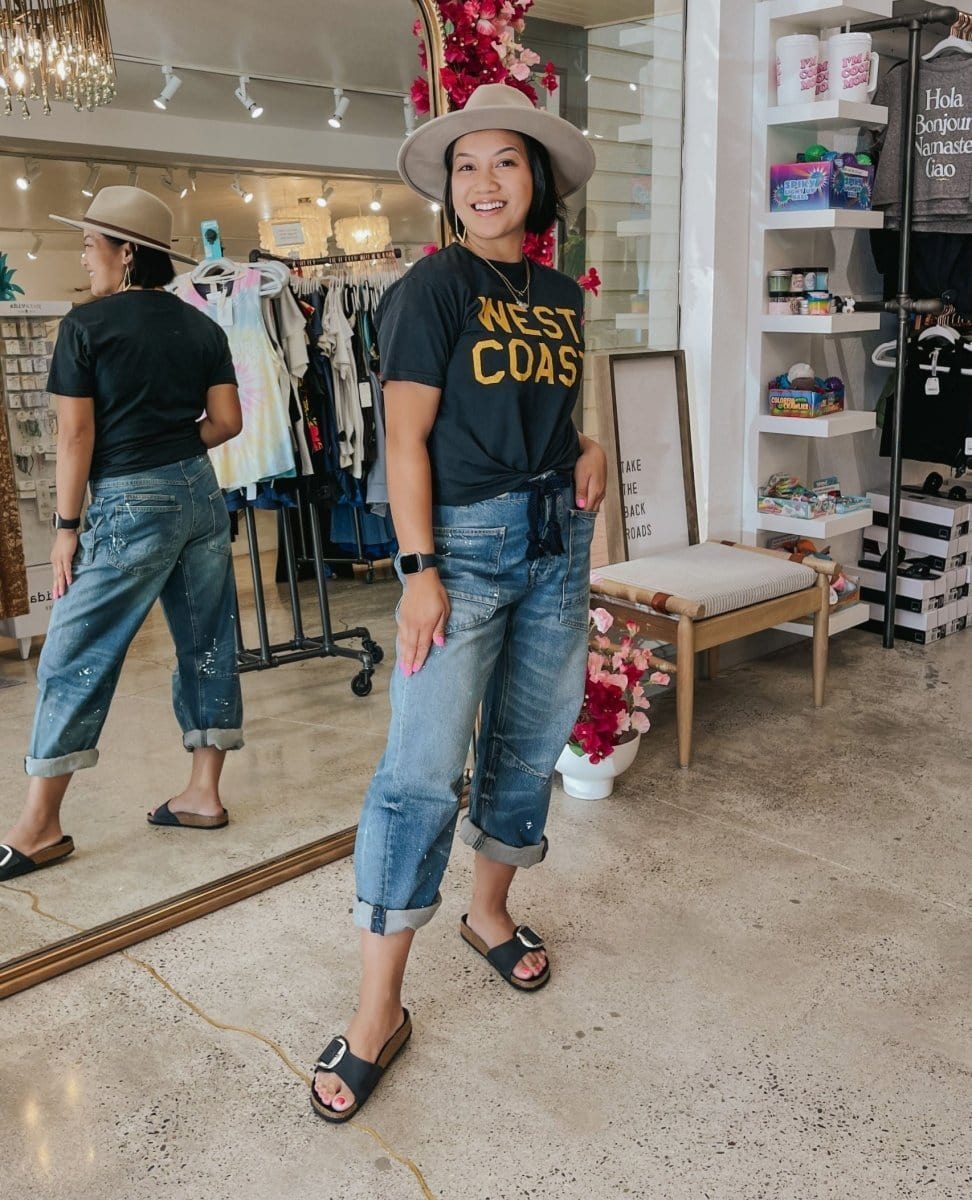 West Coast Vintage Black Tee - PINK ARROWS